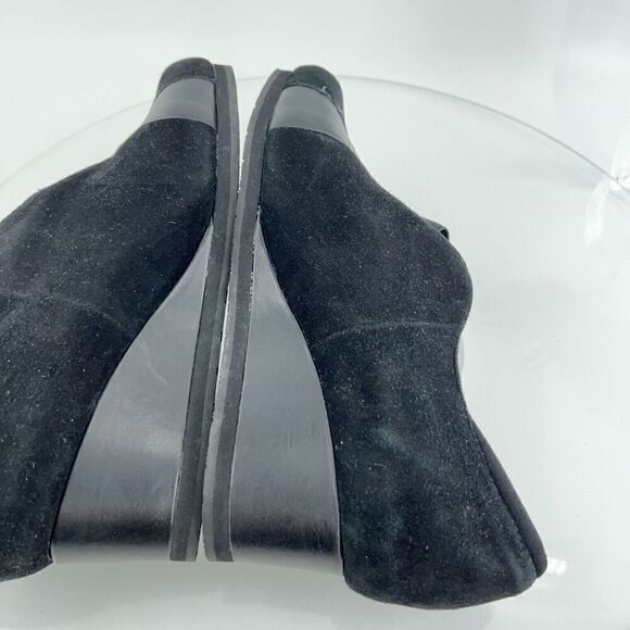 Earthies Women's Bondy Pump Size 10 Black Leather Wedge Slip On Shoes Bootie - Picture 2 of 14